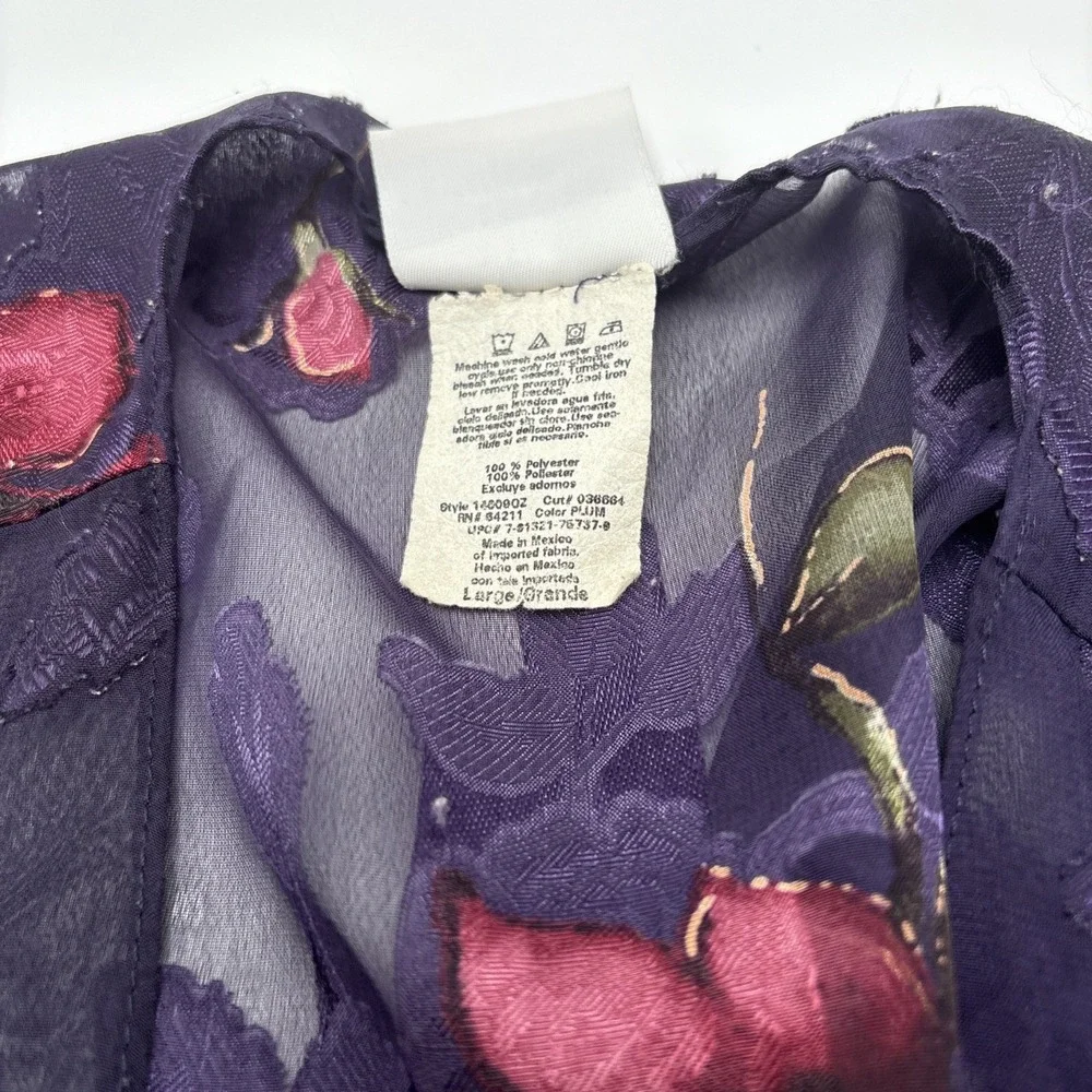 Secret Treasures Lingerie‎ Cover Robe Shawl Purple Floral Pattern 100% Polyester